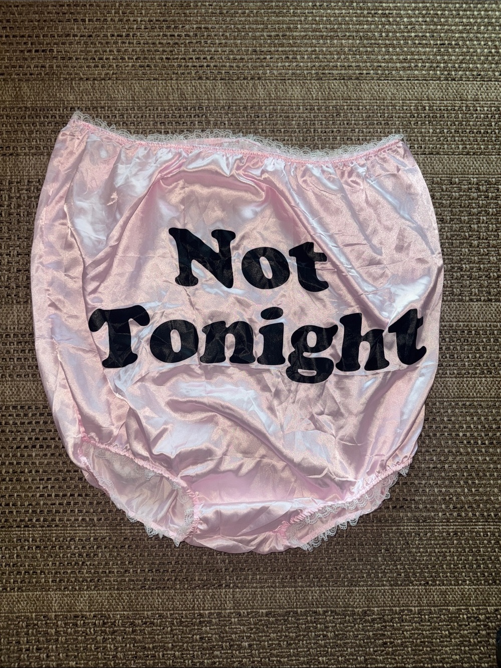 Pink 'Not Tonight' Satin Gag Gift Panty Bottoms
